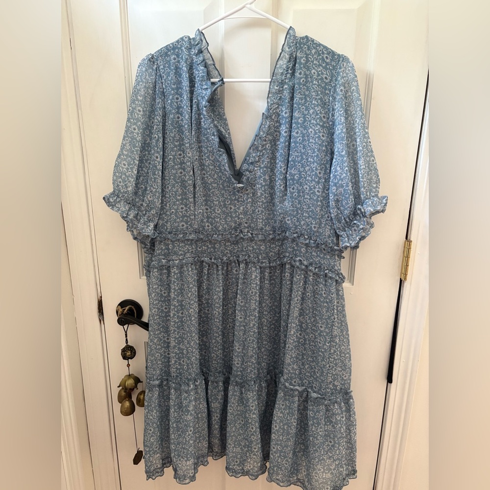 ARULA Ruffled Tiered Smocked Midi Dress